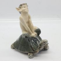 Royal Copenhagen Faun on turtle ceramic ; H 10cm, no cracks or chips UK P&P Group 1 (£16+VAT for the