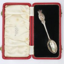 Hallmarked silver 1953 Coronation spoon, 23g, boxed. UK P&P Group 1 (£16+VAT for the first lot