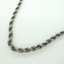 Silver rope neck chain, L: 46 cm. UK P&P Group 1 (£16+VAT for the first lot and £2+VAT for