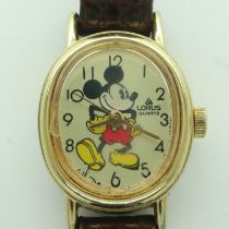 LORUS: 1990 official Disney World Florida ladies wristwatch on a brown leather strap, requires