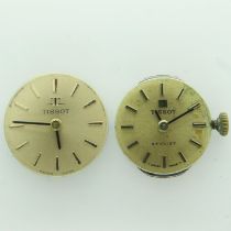 Two Tissot wristwatch movements. UK P&P Group 0 (£6+VAT for the first lot and £1+VAT for
