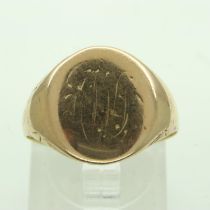 18ct gold signet ring, size S, 5.3g. UK P&P Group 0 (£6+VAT for the first lot and £1+VAT for