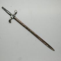 Hallmarked silver sword shaped letter opener, 33g, L: 18cm. UK P&P Group 1 (£16+VAT for the first