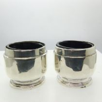 Pair of silver open salts with Bristol blue liners. UK P&P Group 1 (£16+VAT for the first lot and £