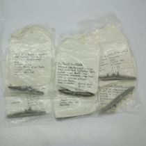 Six Davco 1/3000 scale lead battleships, largest L: 70 mm. UK P&P Group 1 (£16+VAT for the first lot