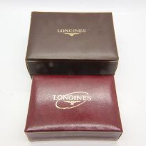 Two Longines wristwatch boxes with paperwork. UK P&P Group 1 (£16+VAT for the first lot and £2+VAT