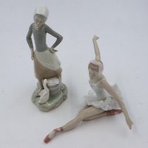 Two Lladro figurines, largest H: 23cm, no cracks or chips. UK P&P Group 2 (£20+VAT for the first lot