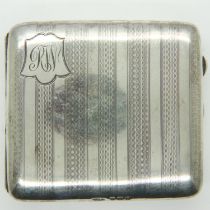 Hallmarked silver card case with faux tortoiseshell liner, 126g. UK P&P Group 1 (£16+VAT for the