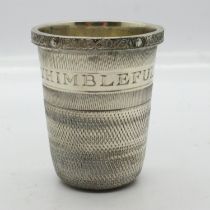 Just a Thimbleful hallmarked silver spirit measure, Birmingham assay, H: 55mm, 49g. UK P&P Group