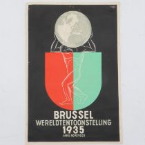 1935 Universal Exhibition Brussels colour paper flyer, designed by Leo Marfurt, 20 x 30 cm. UK P&P