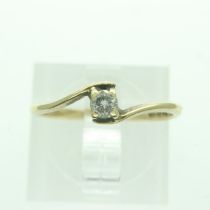 9ct gold diamond set solitaire ring, size K, 1.1g. UK P&P Group 0 (£6+VAT for the first lot and £1+