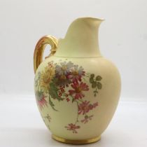 Royal Worcester blush ivory flat back jug, H: 18 cm. UK P&P Group 2 (£20+VAT for the first lot