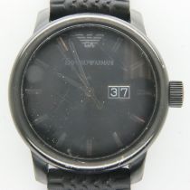 EMPORIO ARMANI: gents quartz wristwatch with black dial, date aperture and rubber sports strap,