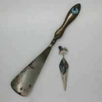 1924 British Empire Exhibition Wembley enamelled hallmarked silver bookmark, Chester assay, and an