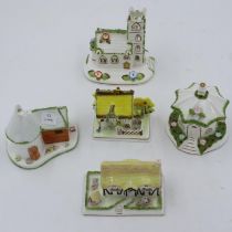 Five Coalport cottages, largest H: 12 cm. no cracks or chips. UK P&P Group 3 (£30+VAT for the