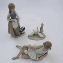 Three Nao figurines, largest H: 23cm, no cracks or chips. UK P&P Group 3 (£30+VAT for the first