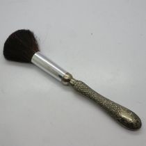 Silver bound dusting brush, L: 21 cm. UK P&P Group 1 (£16+VAT for the first lot and £2+VAT for