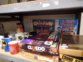 Seven board games including Operation and mugs. Not available for in-house P&P