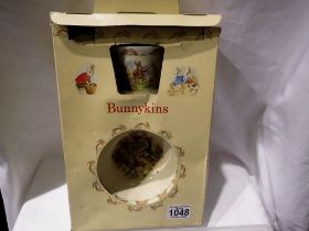Boxed Bunnykins three piece children's set. Not available for in-house P&P