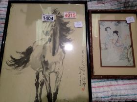 Two Oriental prints. Not available for in-house P&P