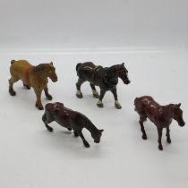 Four early Britains toy horses, H: 90 mm. UK P&P Group 1 (£16+VAT for the first lot and £2+VAT for