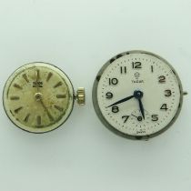 Two ladies Tudor Royal wristwatch movements, working at lotting. UK P&P Group 0 (£6+VAT for the