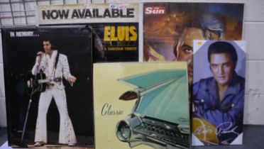 Mixed Elvis Presley pictures, largest H: 80 cm. Not available for in-house P&P
