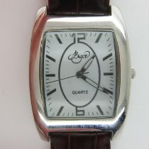 BIGOR: gents steel cased wristwatch, requires battery. UK P&P Group 1 (£16+VAT for the first lot and