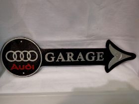 Cast iron Audi garage sign. 40cm. UK P&P Group 1 (£20+VAT for the first lot and £4+VAT for