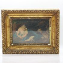 19th century watercolour, after The Penitent Magdelane, L: 21 cm. Not available for in-house P&P