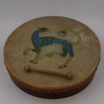 Round Irish Bodhran drum and case. UK P&P Group 3 (£30+VAT for the first lot and £8+VAT for