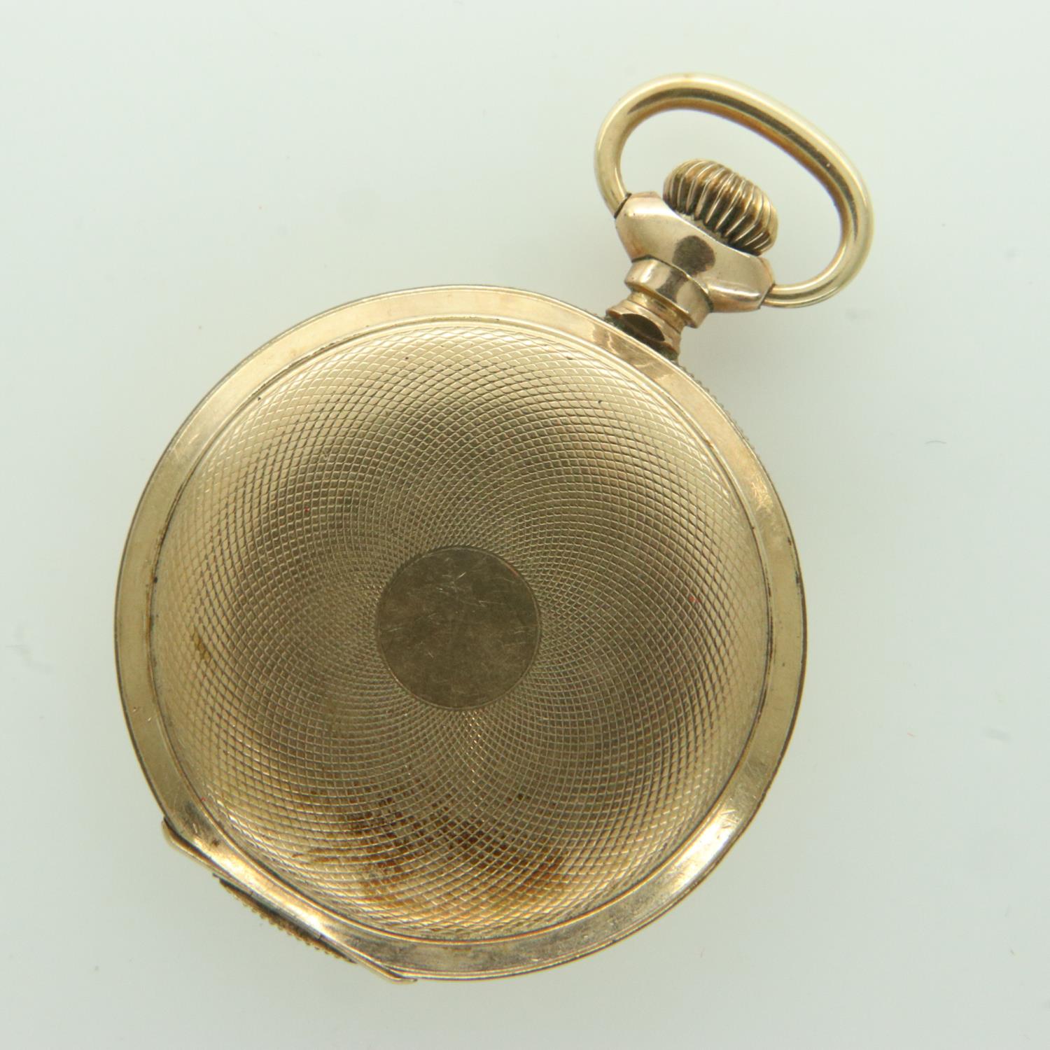 WALTHAM: gold plated crown wind full hunter fob watch, not working at lotting. UK P&P Group 0 (£6+ - Image 2 of 3