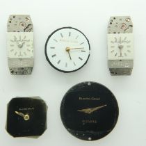 Five ladies Bueche Girod wristwatch movements. UK P&P Group 0 (£6+VAT for the first lot and £1+VAT