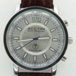 ACCTIM: gents quartz wristwatch, leather strap, radio controlled. UK P&P Group 1 (£16+VAT for the