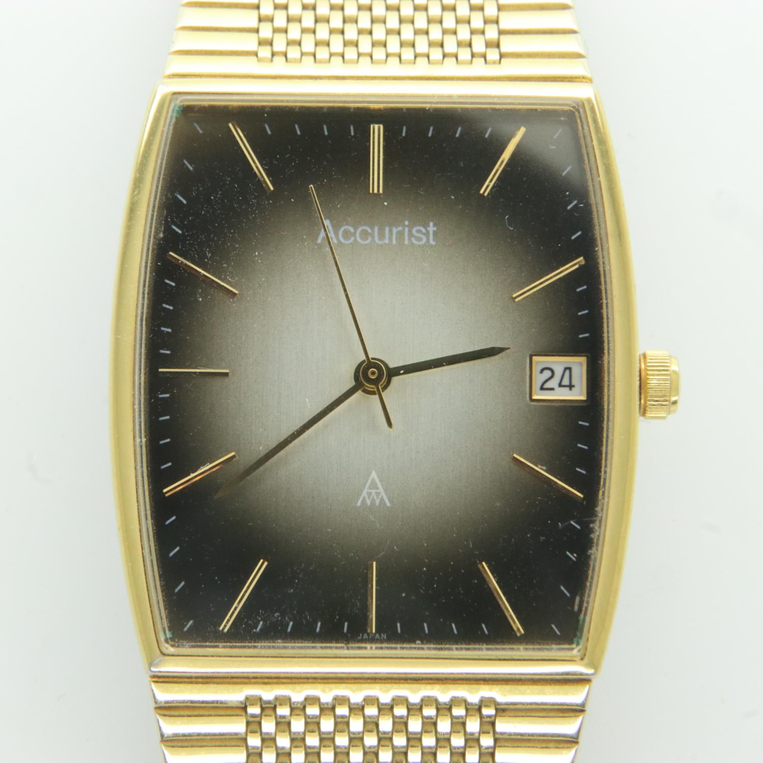 ACCURIST: gents wristwatch with bicolour dial and date aperture, on a gold plated steel bracelet,