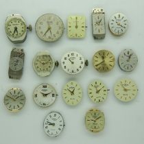 Seventeen Rotary wristwatch movements. UK P&P Group 0 (£6+VAT for the first lot and £1+VAT for