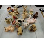 Tray of mixed pig ornaments. Not available for in-house P&P