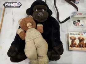 Vintage teddy and chimp hot water bottle cover. Not available for in-house P&P