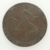 1831 Isle of Man halfpenny token. UK P&P Group 0 (£6+VAT for the first lot and £1+VAT for subsequent