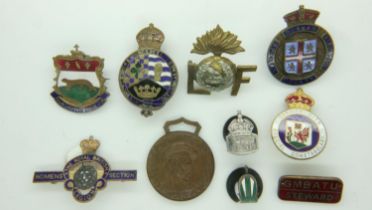 Mixed UK military police and Civil Defence badges and buttonholes. UK P&P Group 1 (£16+VAT for the