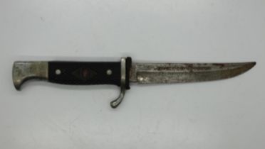 A Third Reich period Hitler Youth dagger, later shortened and lacking enamel insert. UK P&P Group