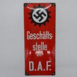 WWII German Deutsche Arbeits Front (German Workers Front) Factory Office Enamel Sign. UK P&P Group 2