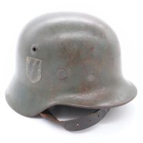 Third Reich Waffen SS Double Decal M35 Helmet, UK P&P Group 2 (£20+VAT for the first lot and £4+