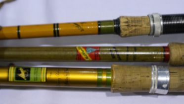 Three early fibreglass rods, Allcox, Danny Ashforth Millbro Lite and William powell. UK P&P Group