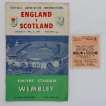 England v Scotland football programme and ticket, 6th April 1957. UK P&P Group 1 (£16+VAT for the