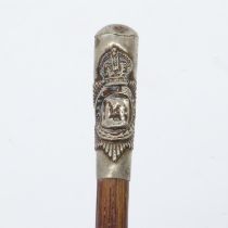 WWI East Surrey Regiment Officers Silver Top Swagger Stick. UK P&P Group 1 (£16+VAT for the first