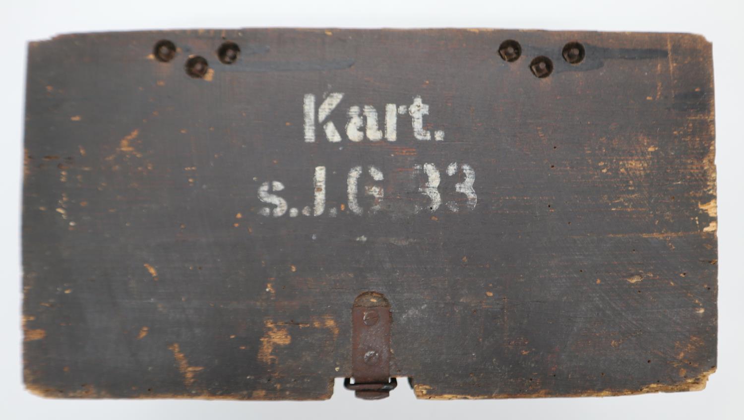 WWII German 15cm Sig 33 Cartridge Box with original labels, stencils, and internals, UK P&P Group - Image 2 of 3