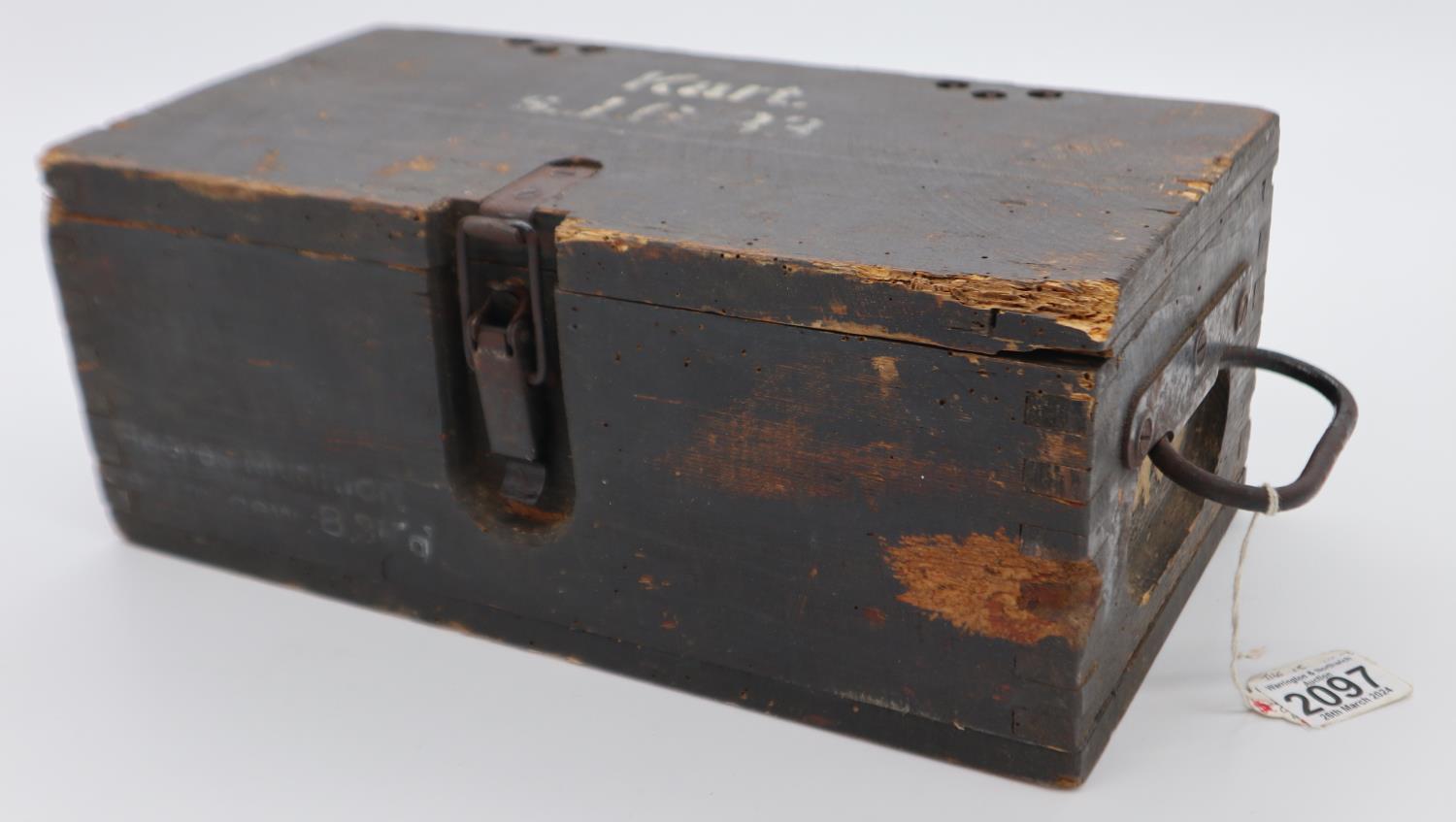 WWII German 15cm Sig 33 Cartridge Box with original labels, stencils, and internals, UK P&P Group