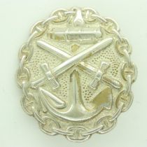 WWII German Kriegsmarine Silver Grade Wound Badge. UK P&P Group 2 (£20+VAT for the first lot and £