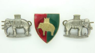 South African Army Eastern Province Command enamelled cap badge and pair of shoulder flashes. UK P&P